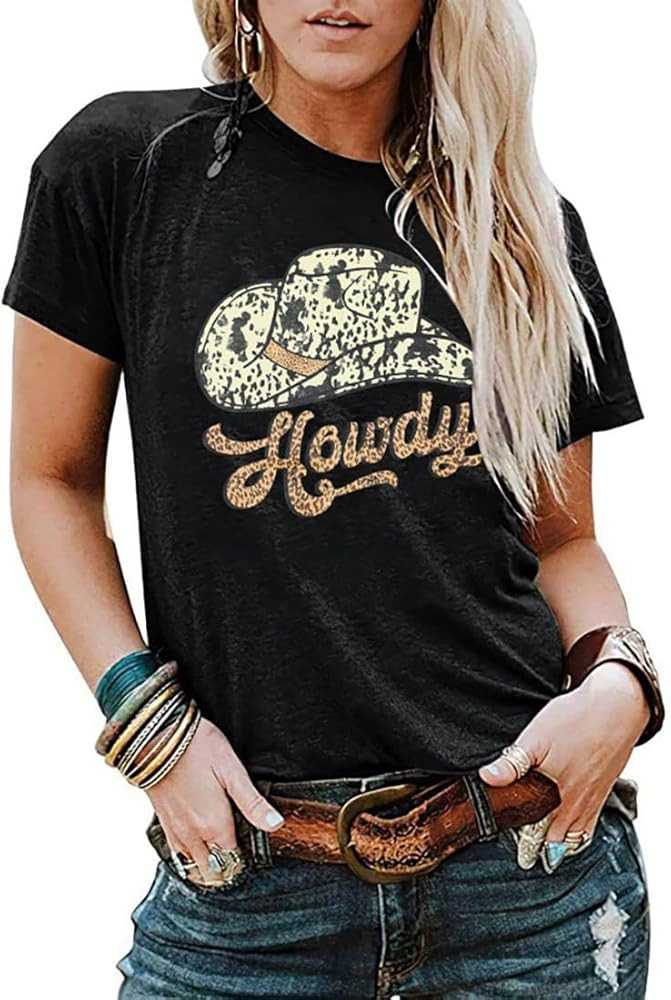 Women Crew Neck Short Sleeve Vintage Country Music Tshirt Cute Cattle Skull Graphic Concert Outfi... | Amazon (US)