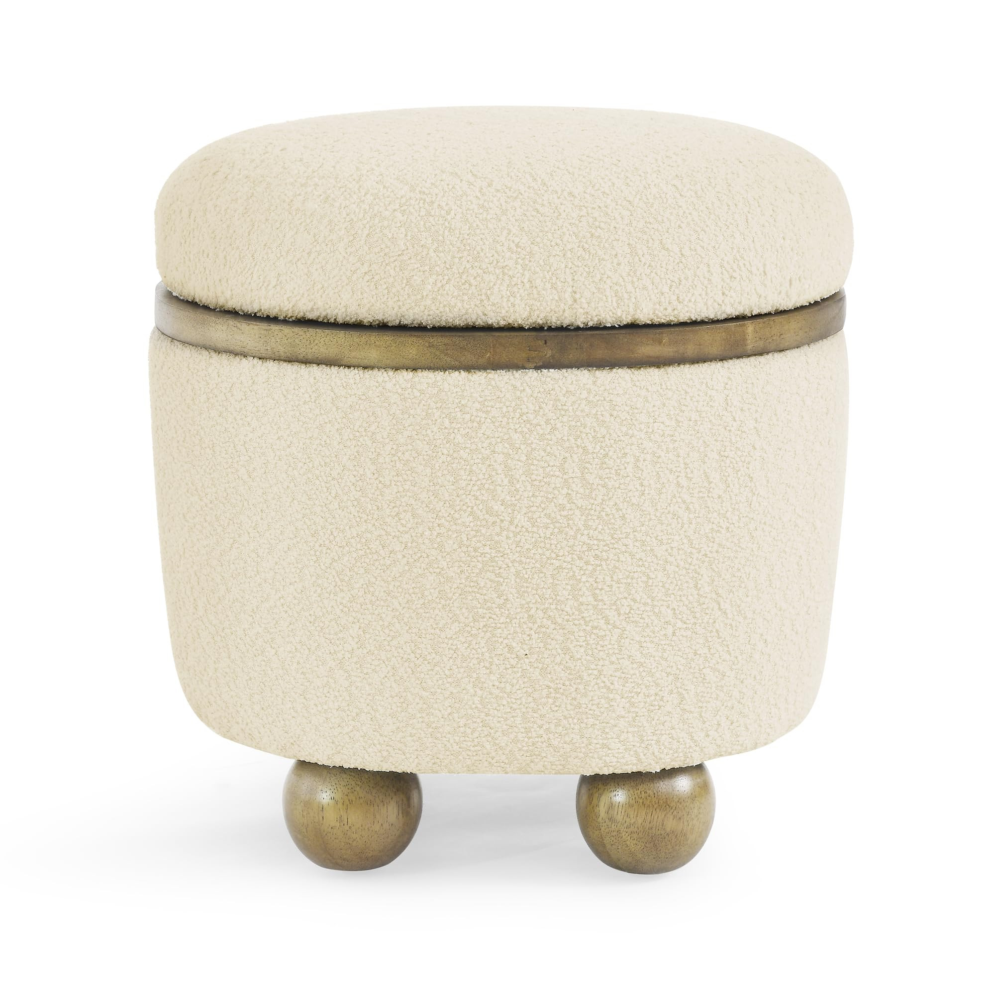 Oval Storage Ottoman, Modern Bedroom Small Round Stool, Fabric Ottoman with Detachable Lid, Perfect for Bedrooms, Living Rooms, Changing Rooms, and Corridors(Beige) | Amazon (US)