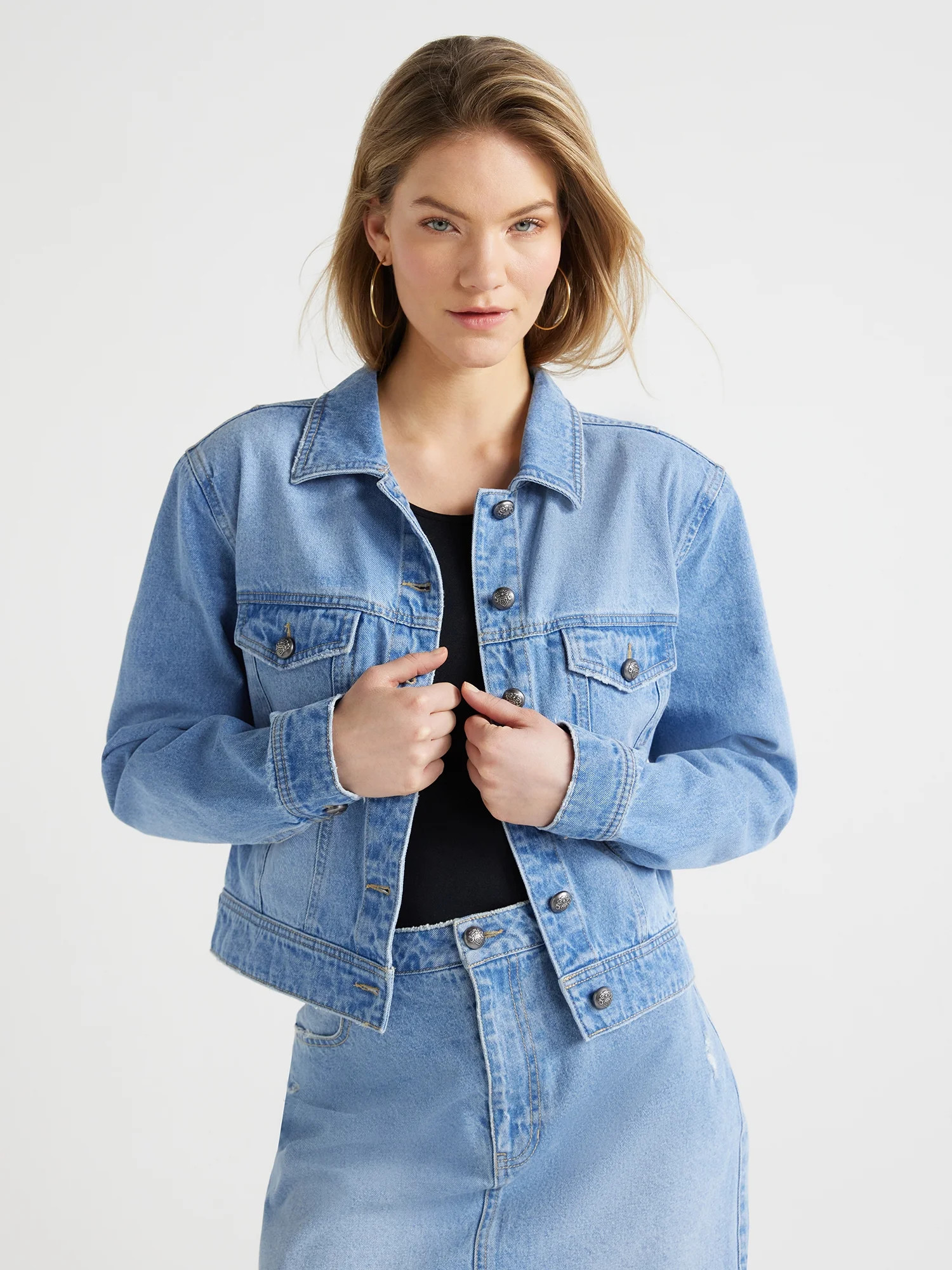Scoop Women’s Crop Jean Jacket, Sizes XS-XXL | Walmart (US)