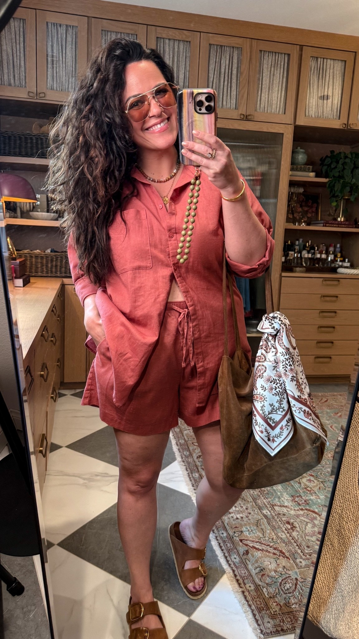 midsize summer outfit! love this salmon linen matching set for summer! 
wearing a large in the button down top, xl in the shorts!

#LTKSeasonal #LTKOver40 #LTKMidsize