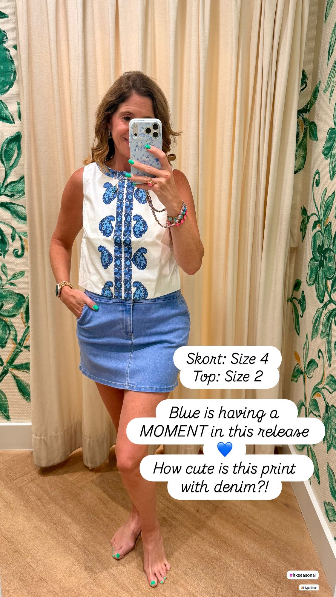Fall Style 

Give me all the blues! 💙 This new Lilly top paired with a denim mini is such an easy late-summer-to-fall combination. Cute now with sandals and later with a denim jacket or cardigan. Wearing size 4 in skort and size 2 in top. Also posted some cute shoe choices to pair with this outfit. 

Lilly Pulitzer fall 2026, Lilly Pulitzer new arrivals, Lilly Pulitzer fall release, Lilly Pulitzer try on, Lilly Pulitzer outfit ideas, Lilly Pulitzer styling, colorful fall outfits, preppy fall fashion, transitional fall outfit, blue fall outfit, women’s fall fashion, colorful style over 40, colorful style over 50, fall vacation outfit, fall date night outfit, 

#LillyPulitzer #LillyLover #LillyStyle #LillyPulitzerStyle #LillyPulitzerNewArrivals #LillyPulitzerFall #FallFashion #FallStyle #FallOutfits #FallFashionInspo #ColorfulStyle #ColorfulFashion #PreppyStyle #PreppyFashion #TransitionalStyle #Over50Style #StyleOver50

#LTKSeasonal #LTKOver40 #LTKmomlife