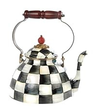 MACKENZIE-CHILDS Enamel Tea Kettle, Stylish Tea Kettle for Stovetop, Black-and-White Courtly Chec... | Amazon (US)