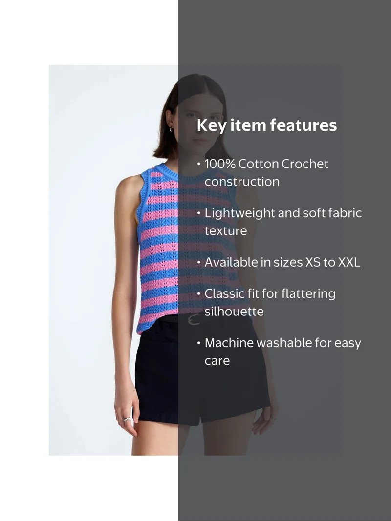 Free Assembly Women's Crochet Cotton Racerback Tank Top, Lightweight, Sizes XS-XXL | Walmart (US)