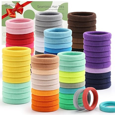 Bessrung 100PCS Elastic Hair Ties, Seamless Hair Band, Ponytail Holder No Crease Damage, Cotton B... | Amazon (US)