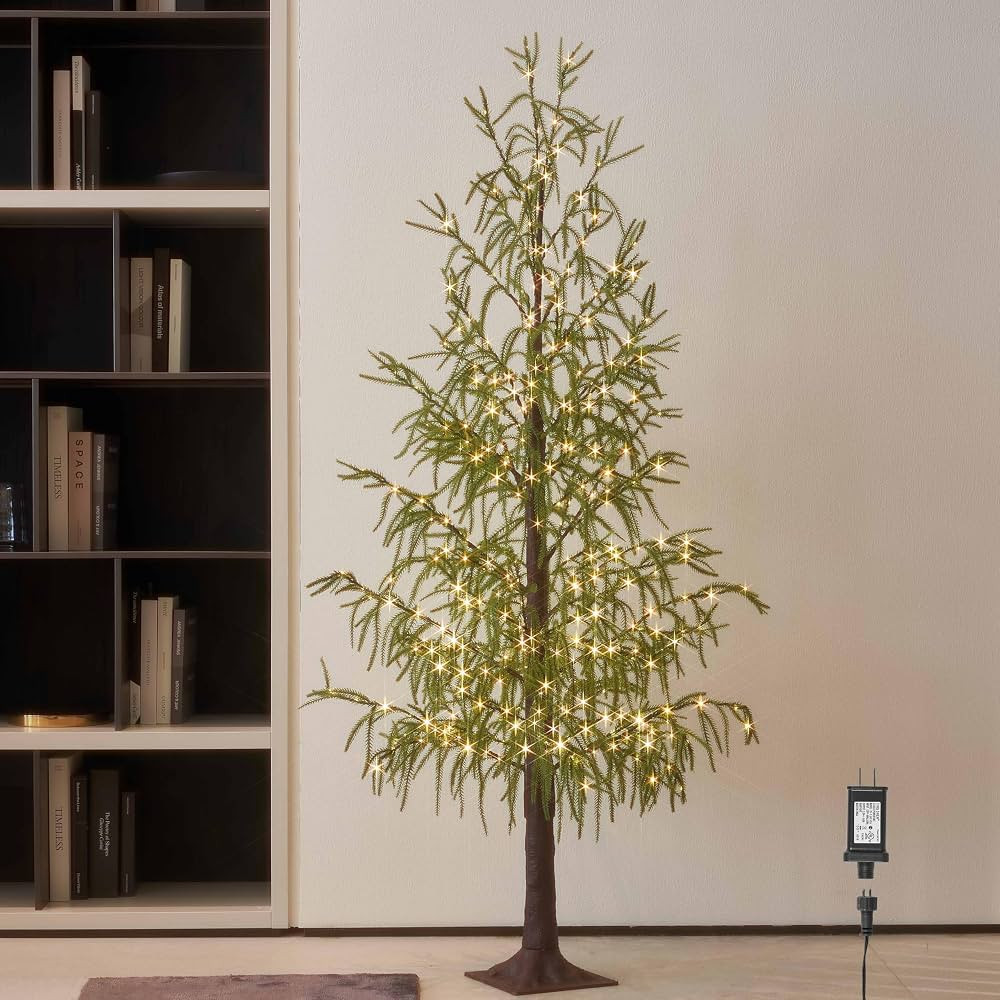 Hairui Lighted Christmas Norfolk Pine Tree 416 LED Fairy Lights 6FT Plug in, Faux Pine Tree Light... | Amazon (US)