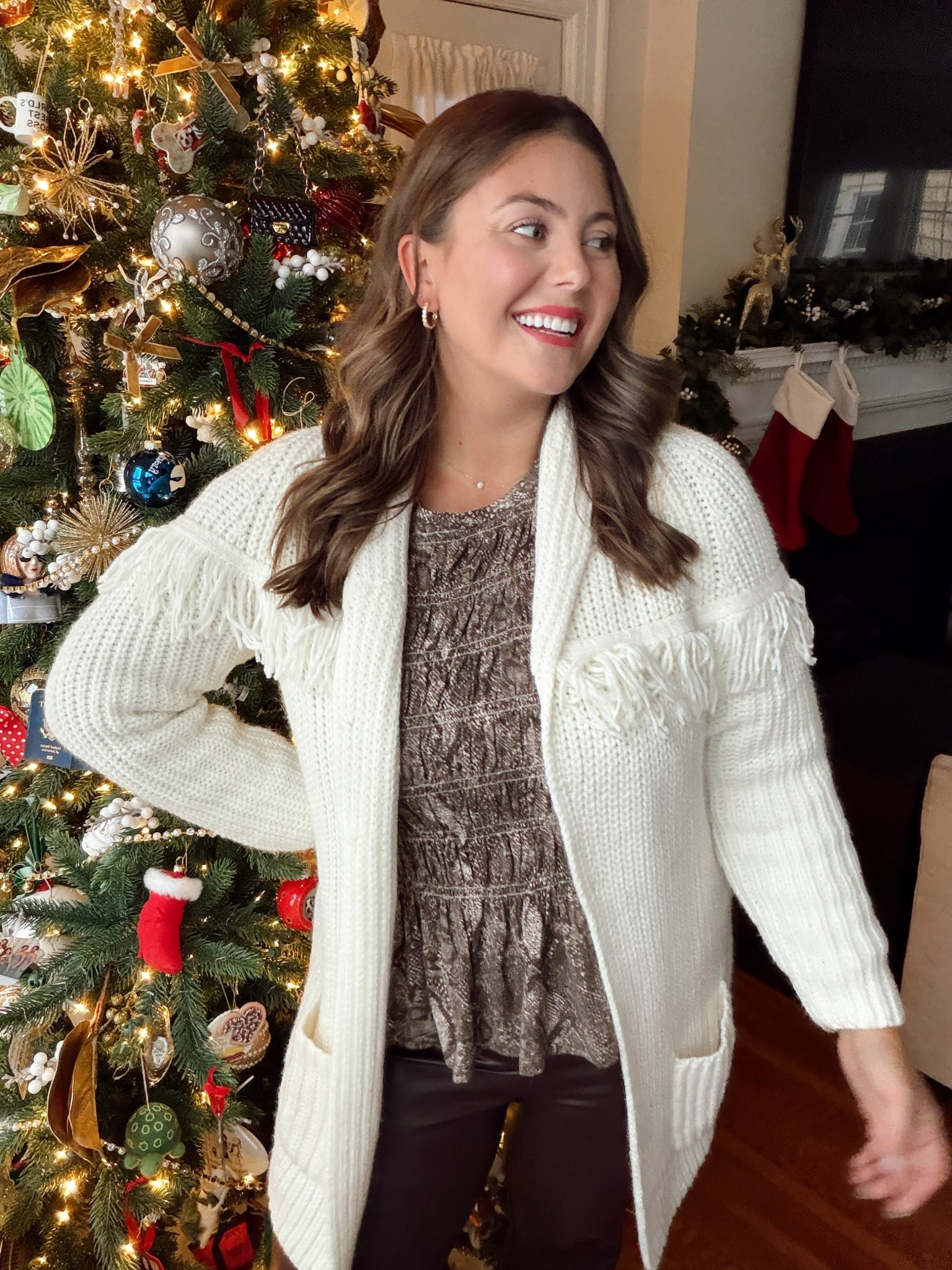 Wearing size 18 in cardigan, 1X in shirt. 

#LTKSeasonal #LTKPlusSize #LTKWorkwear
