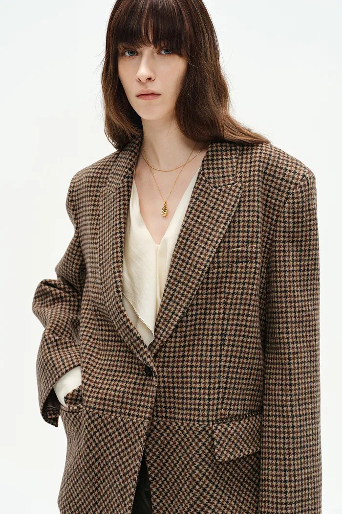 Meare Plaid Blazer in Merino Wool Houndstooth | Fabrique