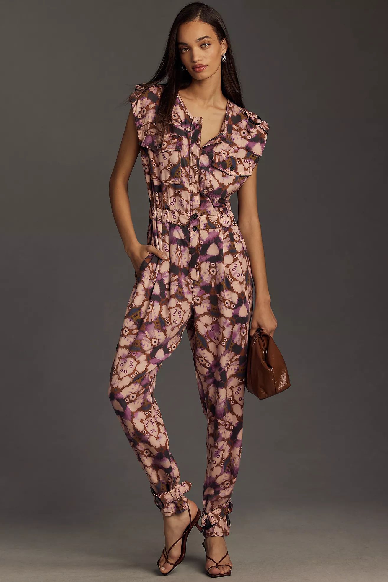 By Anthropologie Sleeveless Cutout Printed Jumpsuit | Anthropologie (US)