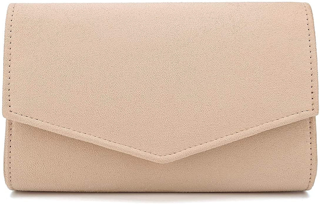 IXEBELLA Women Evening Bag Dressy Clutch Handbag Faux Suede Purse for Wedding | Amazon (US)