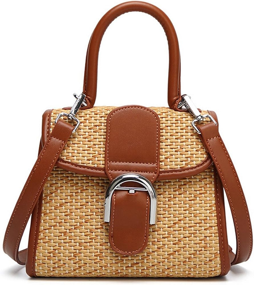 Boshiho Retro Straw Woven Handbag Womens Small Cross Body Bag Shoulder Messenger Satchel | Amazon (US)