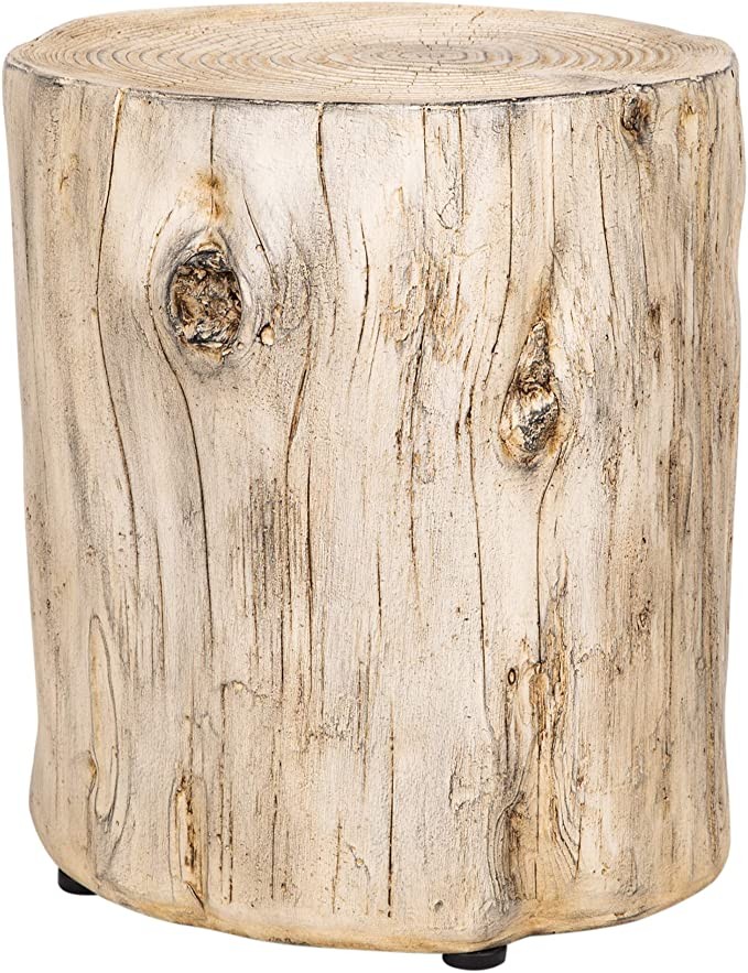 Ball & Cast Faux Wood Stump Stool Accent Table 14.9"Wx13.625"Dx16.54"H Grey White Set of 1 | Amazon (US)