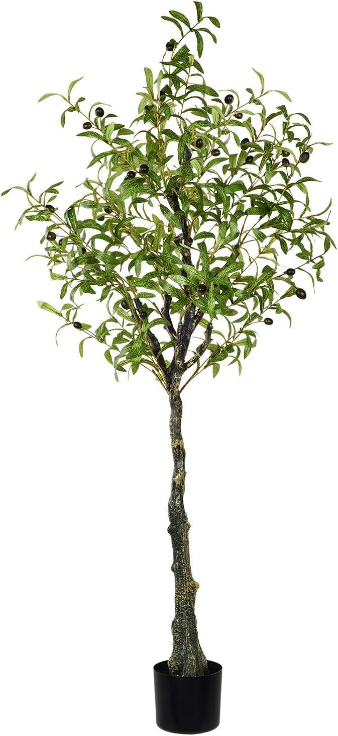 Wofair 5 Feet Olive Tree Artificial Indoor, Fake Topiary Silk Olive Tree with Pot and UV Resistan... | Amazon (US)