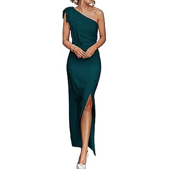 PRETTYGARDEN Women's Summer One Shoulder Long Formal Dresses Sleeveless Ruched Bodycon Wedding Gu... | Amazon (US)