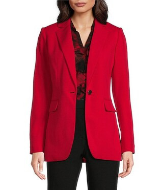 Calvin Klein Scuba Crepe Notch Lapel Long Sleeve One-Button Jacket | Dillard's | Dillard's