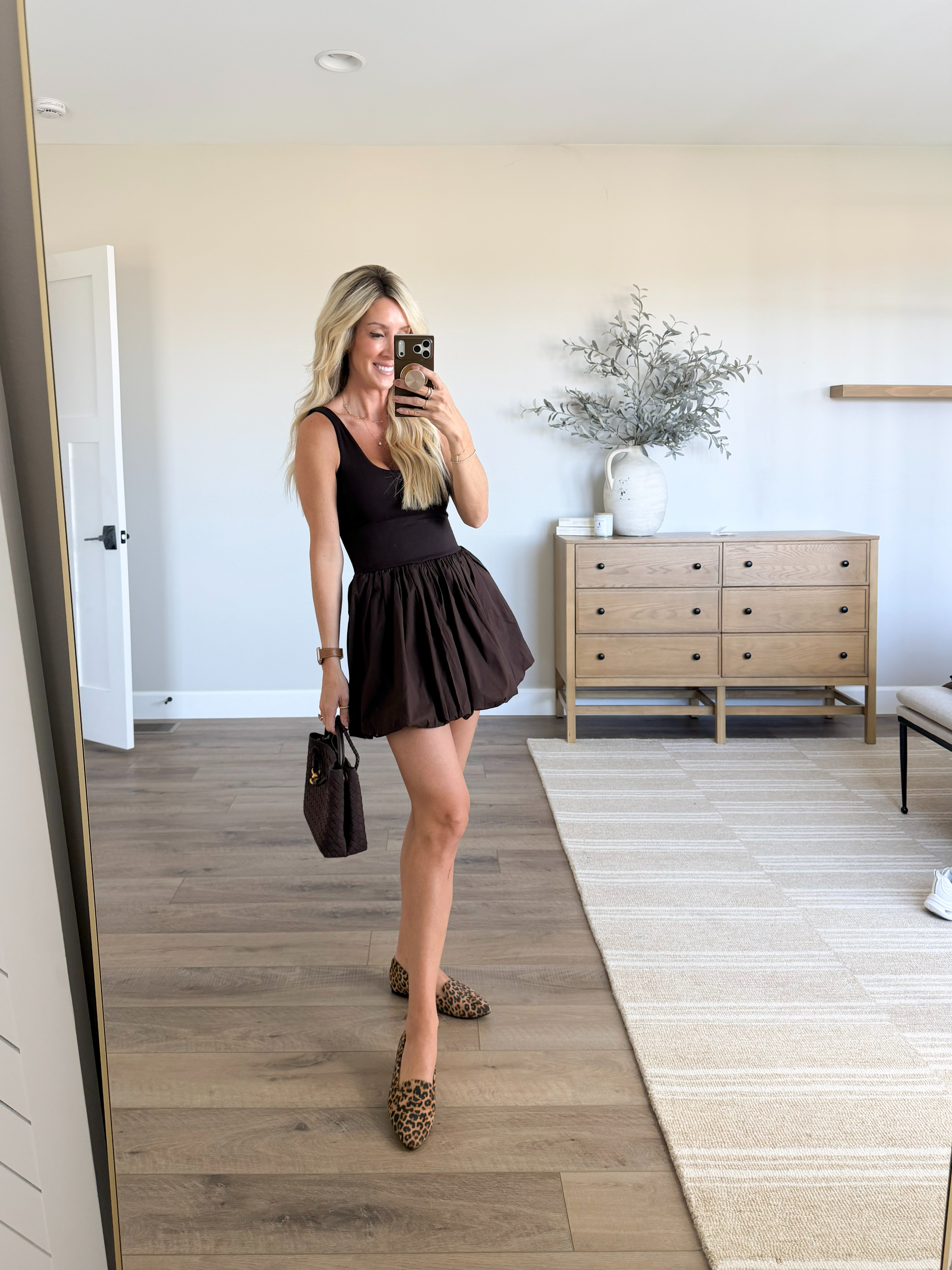 New dress find I'm loving for a fall night out!

brown dress, fall fashion, fall style, fall outfit, fall look, fall date night, date night outfit, brown dress, mini dress, leopard print shoes, flats, brown handbag, fall handbag 

 #LTKgrwm #LTKootd #LTKSeasonal