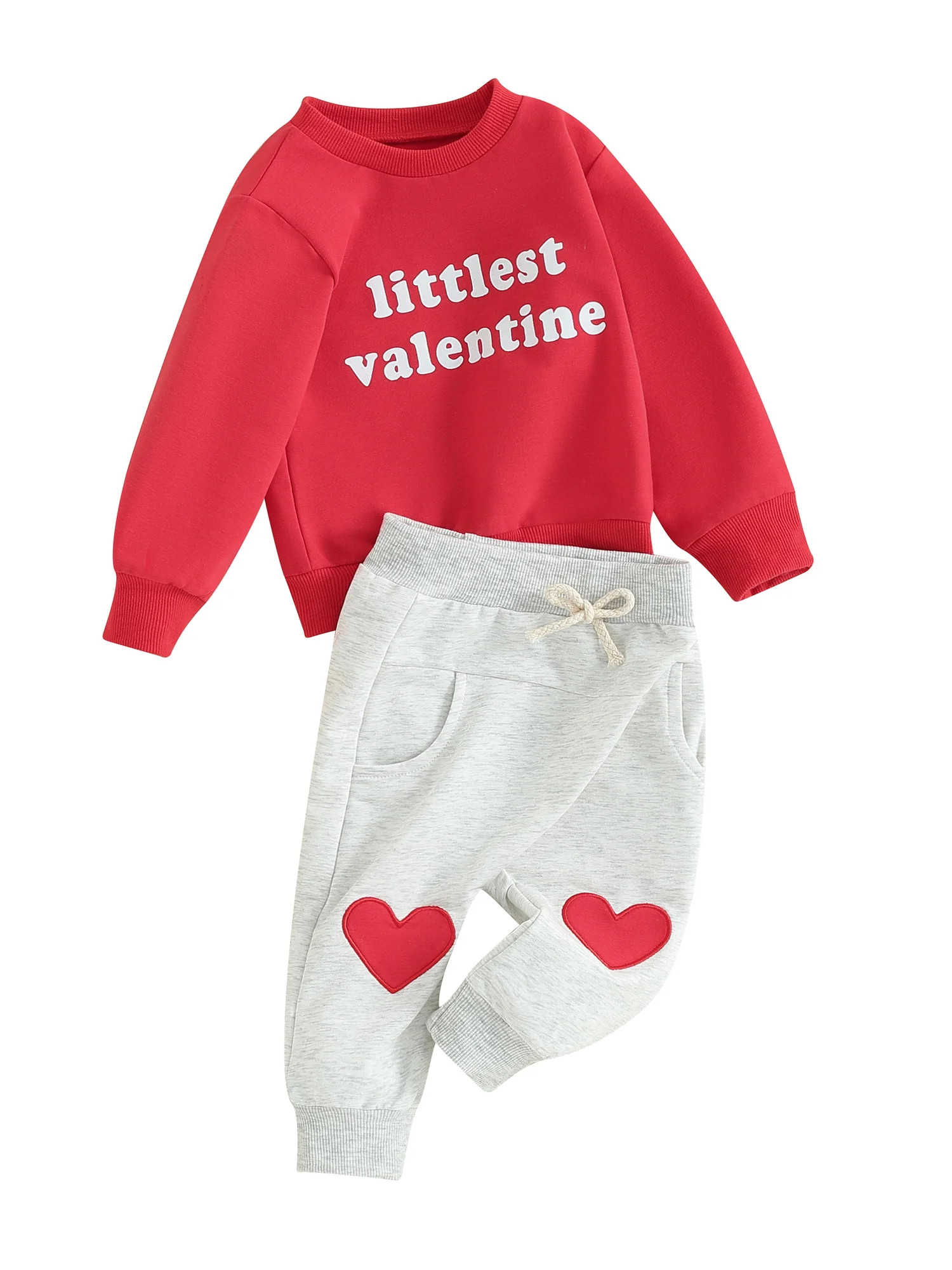 Emmababy Baby’s Valentine’s Day Outfit: Sweatshirt and Heart Trousers Duo - Walmart.com | Walmart (US)