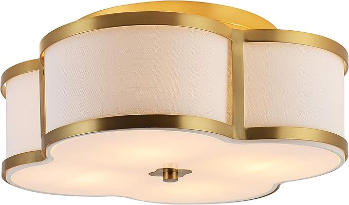 JONATHAN Y JYL9508B Quatrefoil 18" Scalloped Shade Metal Classic Glam LED Flush Mount, Classic, G... | Amazon (US)