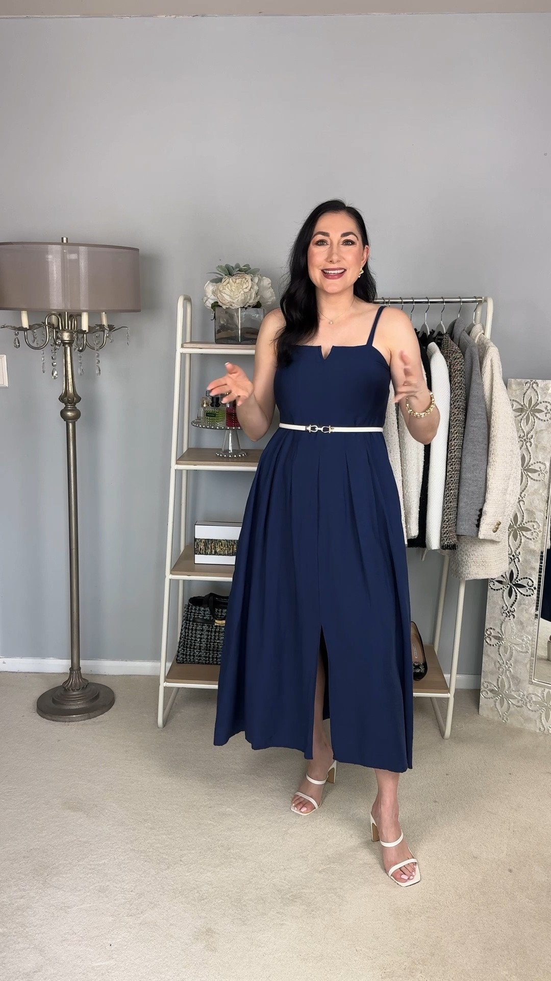 Classy navy midi dress 💙

Wearing size small, 25% off 
White heeled sandals size 7, TTS

Summer dress 
Vacation dress 
4th of July dress
Happy hour outfit 
Date night outfit 
Mother’s Day outfit

#LTKSaleAlert #LTKSeasonal #LTKTravel