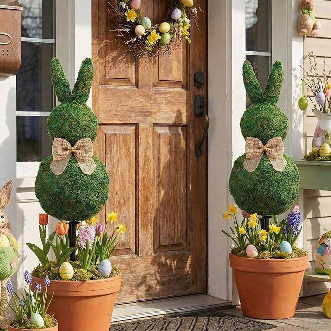 Geelin 23.6'' Easter Bunny Decorations Moss Bunny Shaped Topiary Trees with Ground Spike Artifici... | Amazon (US)