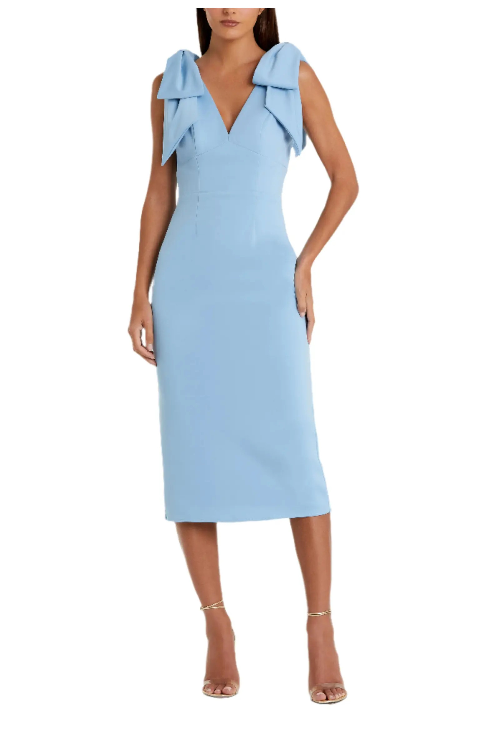 Mac Duggal Bow Strap Crepe Fitted Midi Dress | Nordstrom | Nordstrom