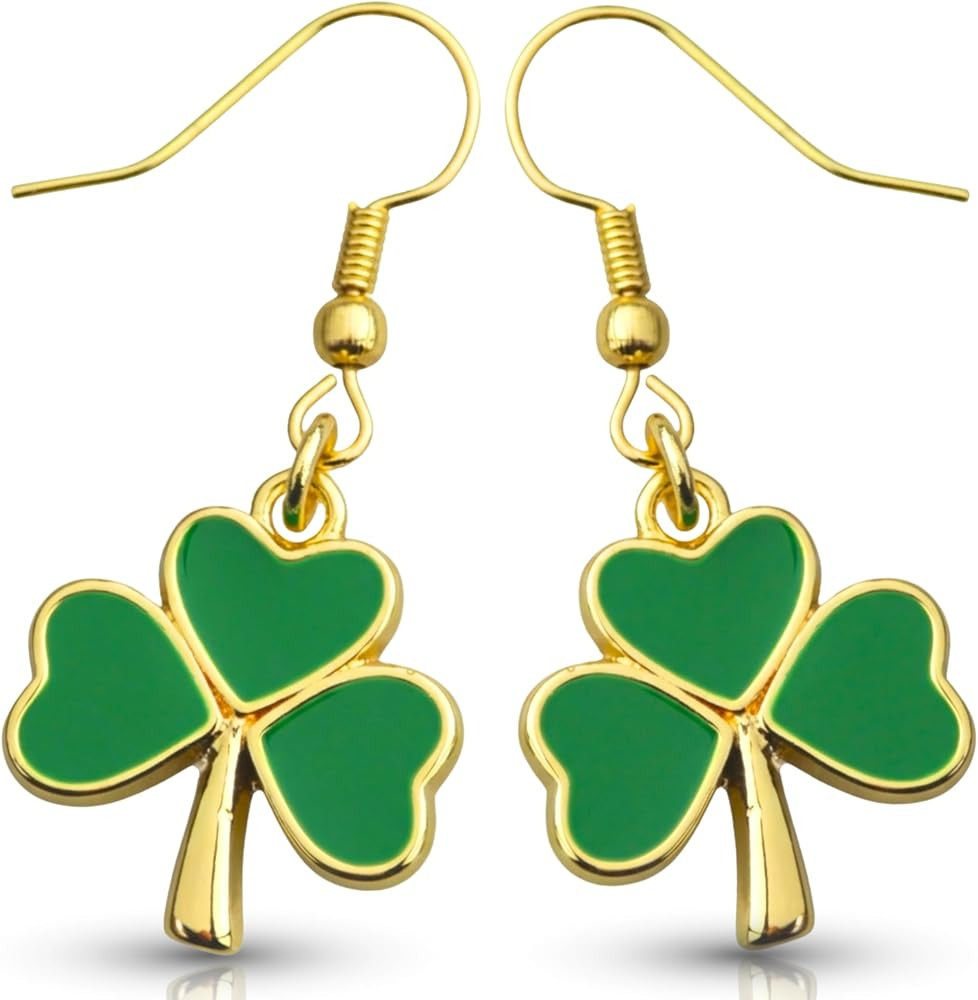 Shamrock Dangle Earrings for Women, Green Clover Saint Patty's Jewelry, St Patrick's Day Lucky Ch... | Amazon (US)