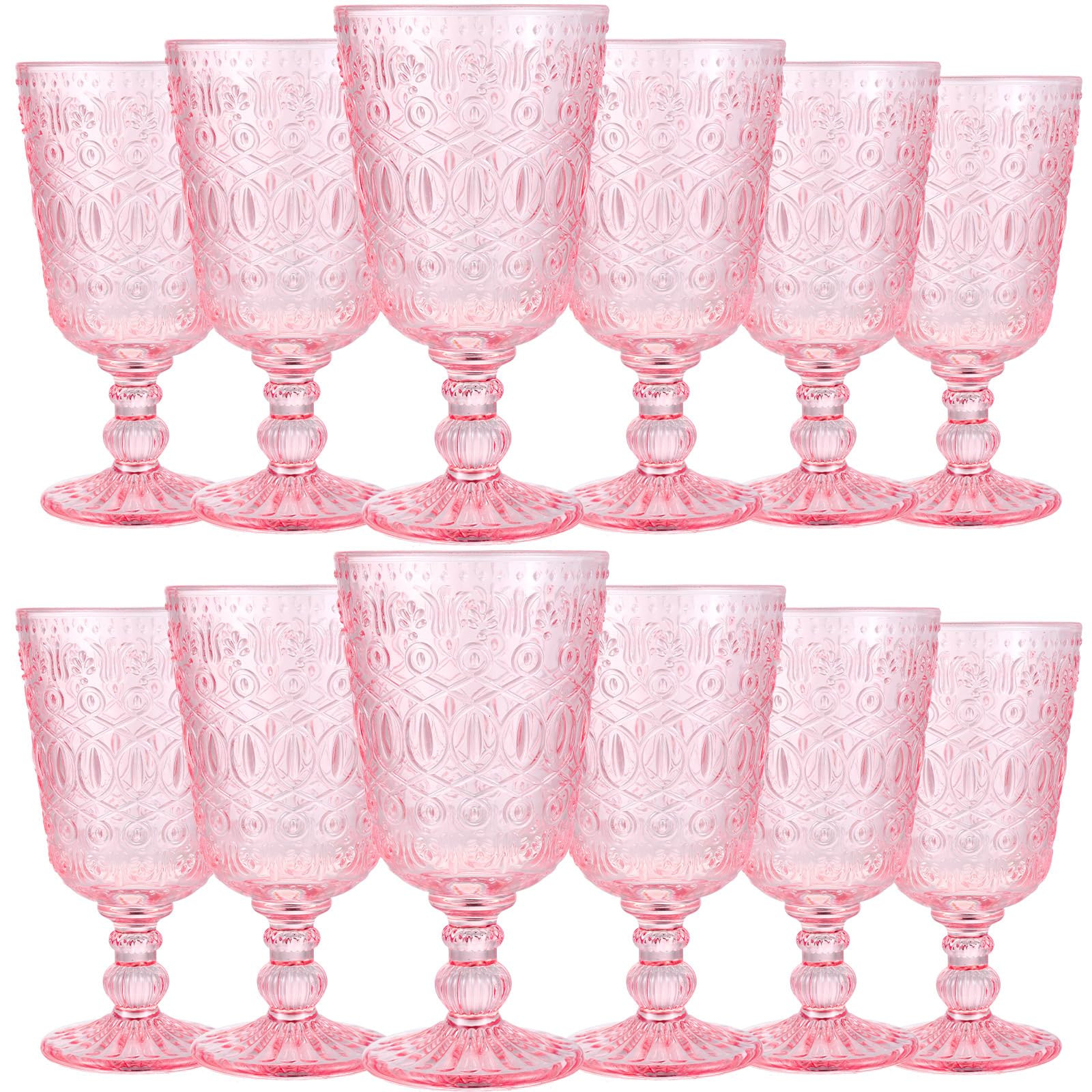 Eaasty Wine Glasses Set of 12 Vintage Goblet 9 oz Vintage Colored Glass Goblet Beverage Stemmed G... | Amazon (US)