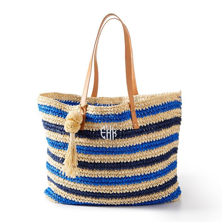 Colorful Stripe Straw Tote | Mark and Graham
