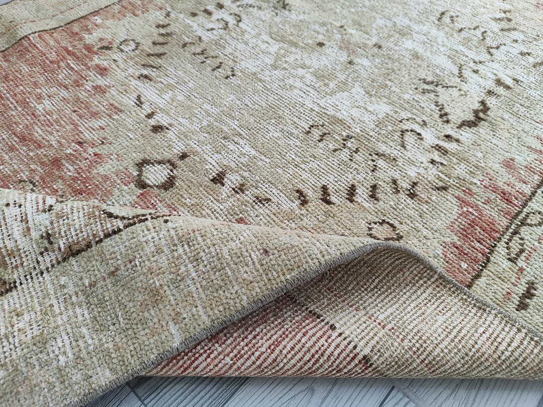 3x7 Faded Red Beige Natural Vintage Runner, 3x7 Area Wool Oushak Runner, Turkish Kitchen Kids Ent... | Etsy (US)