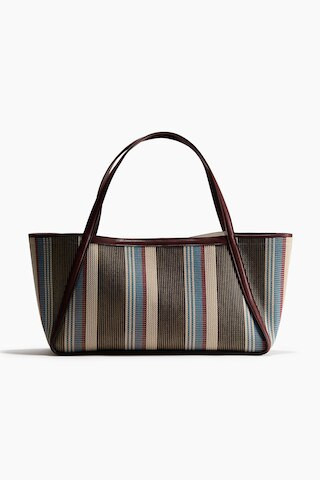 H & M - Jacquard-Weave Shopper - Brown/Striped | H&M (US + CA)