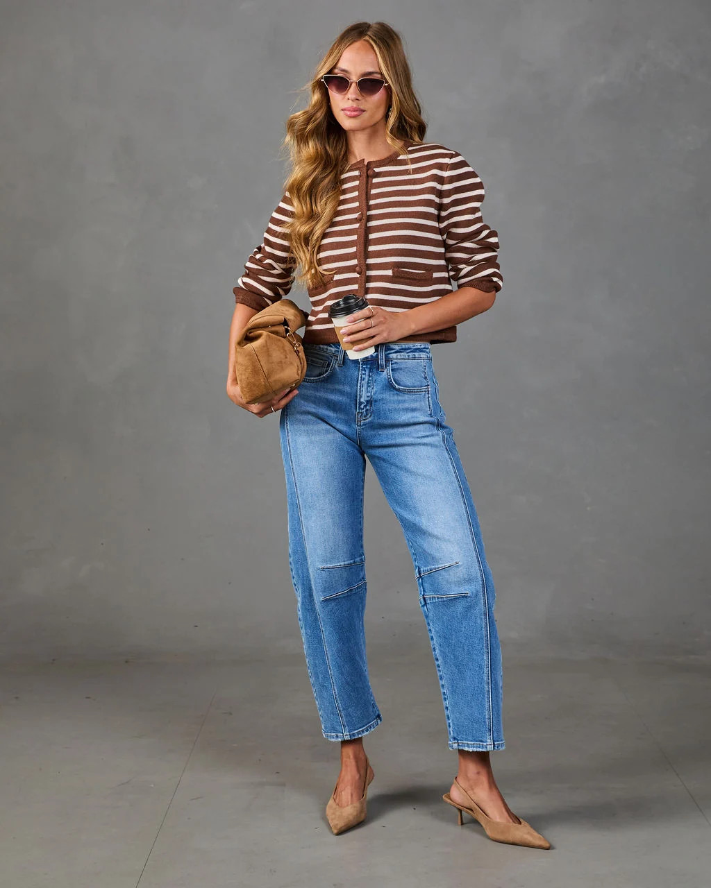 Chestnut Lane Knit Striped Cardigan Brown Stripes / L | VICI