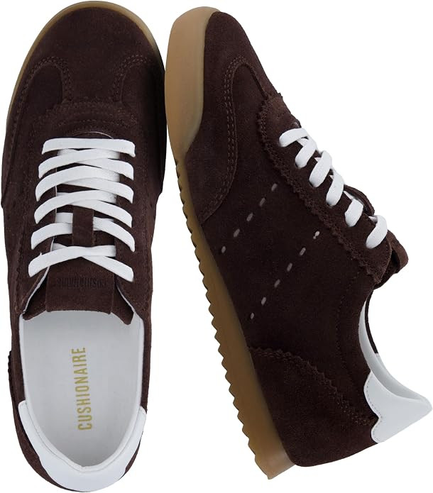 CUSHIONAIRE Genuine Leather Suede Tick Tock Fashion Sneakers for Women, Retro Lace Up Sneaker wit... | Amazon (US)