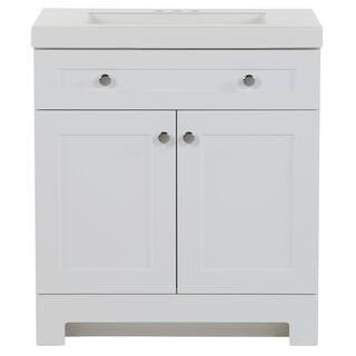 Everdean 30.50 in. W x 18.75 in. D Bath Vanity in White with Cultured Marble Vanity Top in White ... | The Home Depot