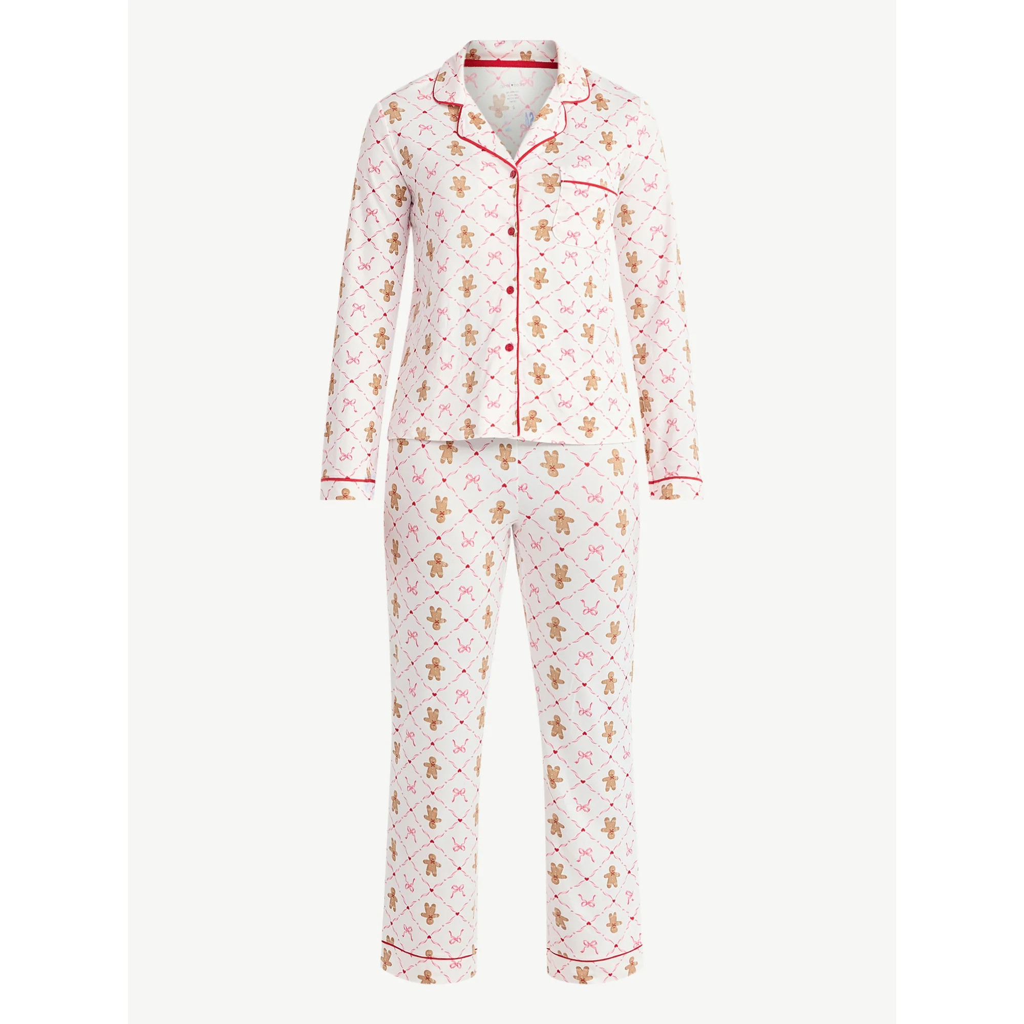 Derek Heart Women's Holiday Notch Collar Top and Pants Pajama Set, 2-Piece, Sizes S-XL | Walmart (US)