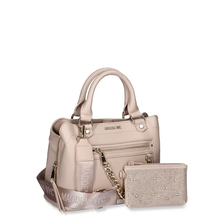 Madden NYC Women's Chain Tote Bag with Embellished Pouch, Khaki - Walmart.com | Walmart (US)