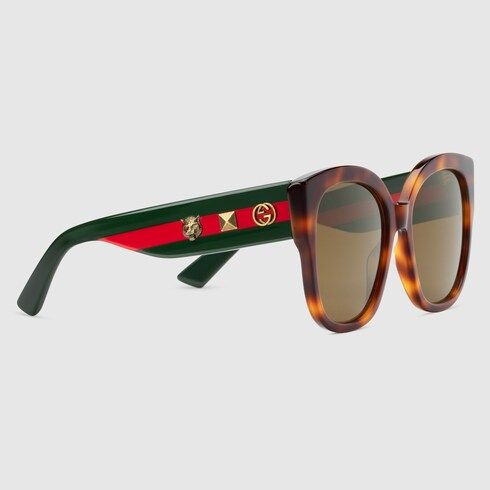 Square-frame acetate sunglasses with Web | Gucci (US)