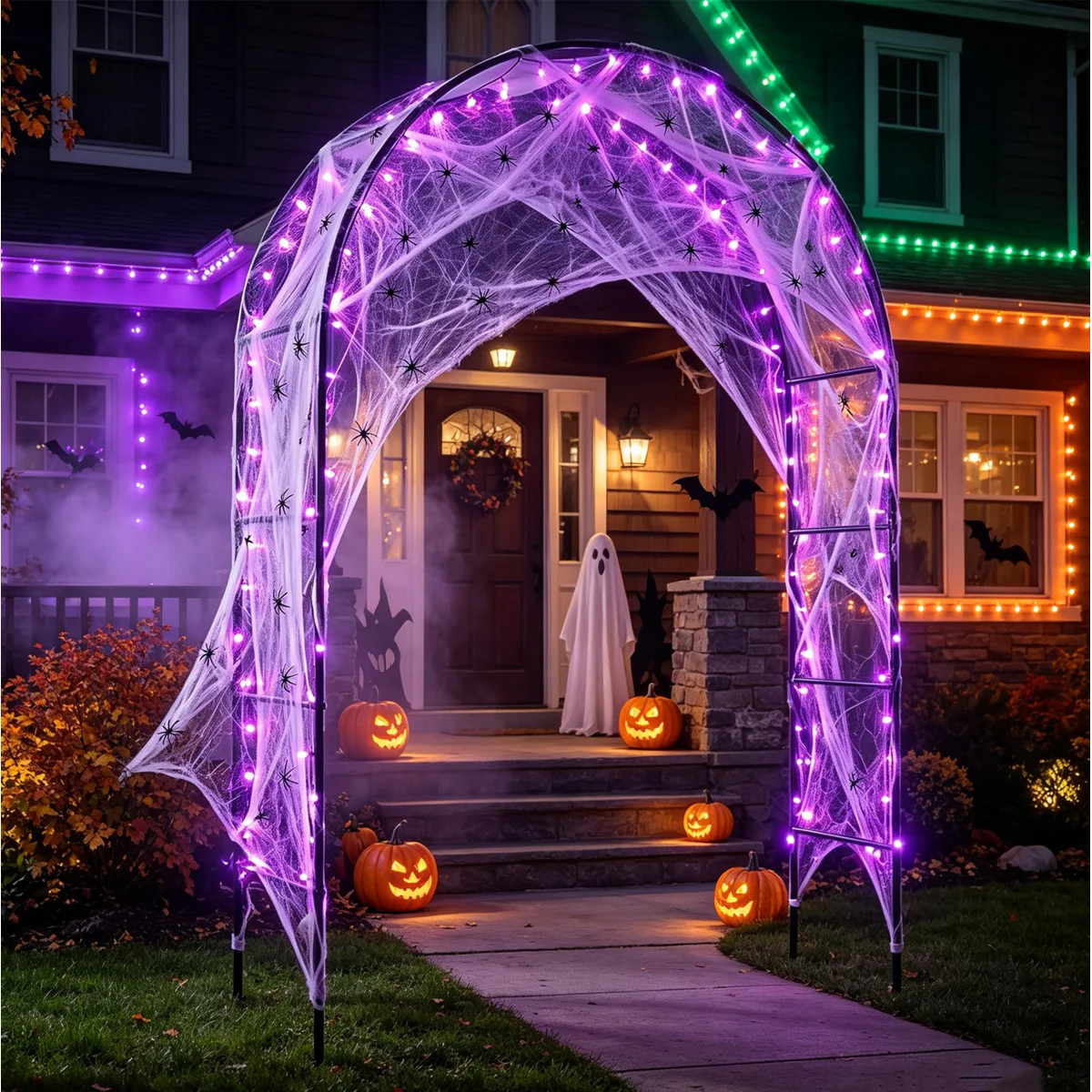 Halloween Solar Outdoor Metal Garden Arch, 4 Pack Heavy Duty Decorative Arbor, Yard Walkway Porch... | Wayfair North America