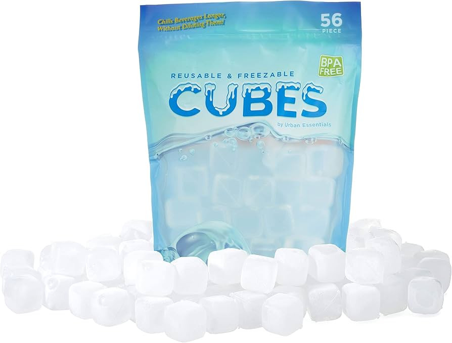 Urban Essentials Reusable Ice Cubes - Quick Freeze Clear Plastic Square Ice cubes With Resealable... | Amazon (US)