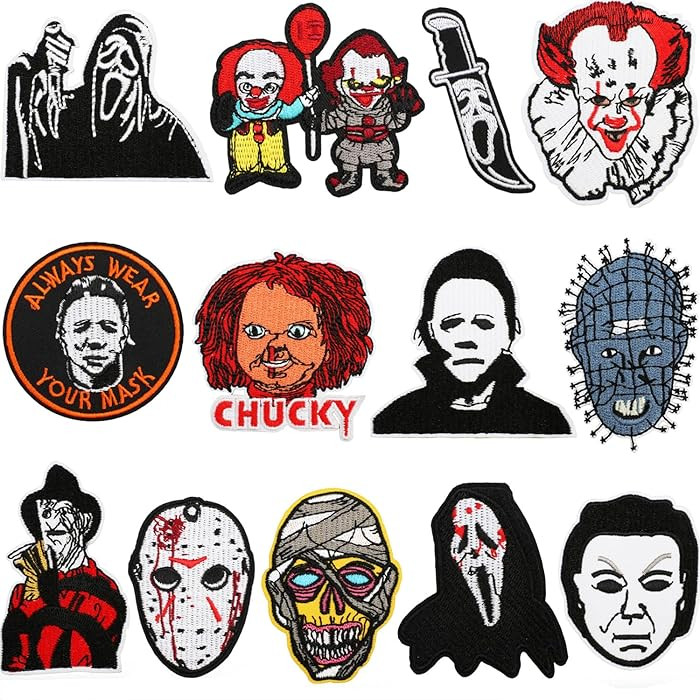 13 PCS Embroidered Patches for Halloween, Horror Scary Movie Iron On/Sew On Applique Patches for ... | Amazon (US)