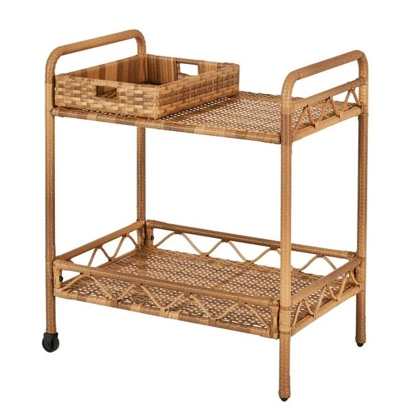 Better Homes & Gardens Willow Sage Steel Wicker Bar Cart, Brown | Walmart (US)