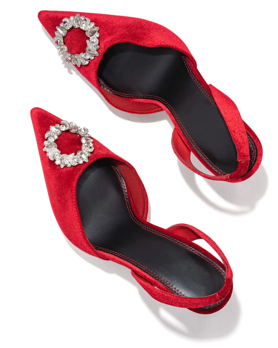 Madison Velvet Embellished Slingback Heel - Red | VICI