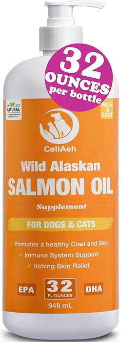 Wild Salmon Oil for Dogs & Cats 32oz Omega 3 Fish Oil Skin & Coat Supplement Pure Fish Omega 3 6 ... | Amazon (US)