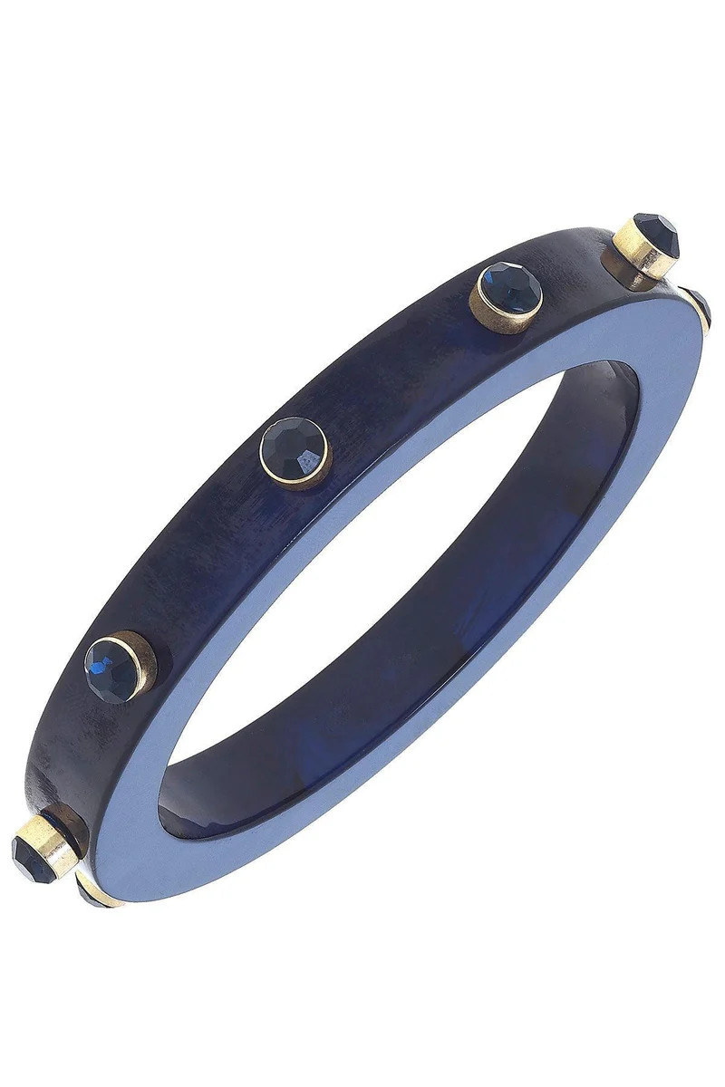 Renee Resin and Rhinestone Bangle in Navy | CANVAS