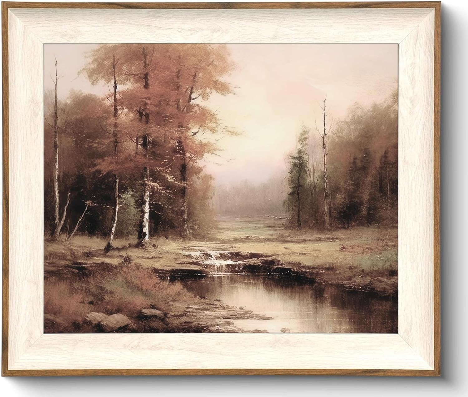 Uniro Vintage Framed Wall Art, Moody Fall Landscape Countryside Oil Painting, Rustic Autumn Farmhouse Wall Decor Canvas Prints Artwork with Antique Frame, Victorian Wall Picture Decor for Gallery Living Room - 10"x12" | Amazon (US)