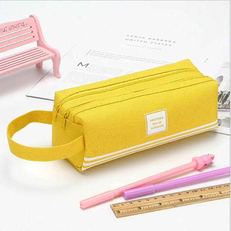 Great Summer Deal Kuluzego Portable Large-capacity Double-layer Pencil Case Solid Color Pencil Ca... | Walmart (US)
