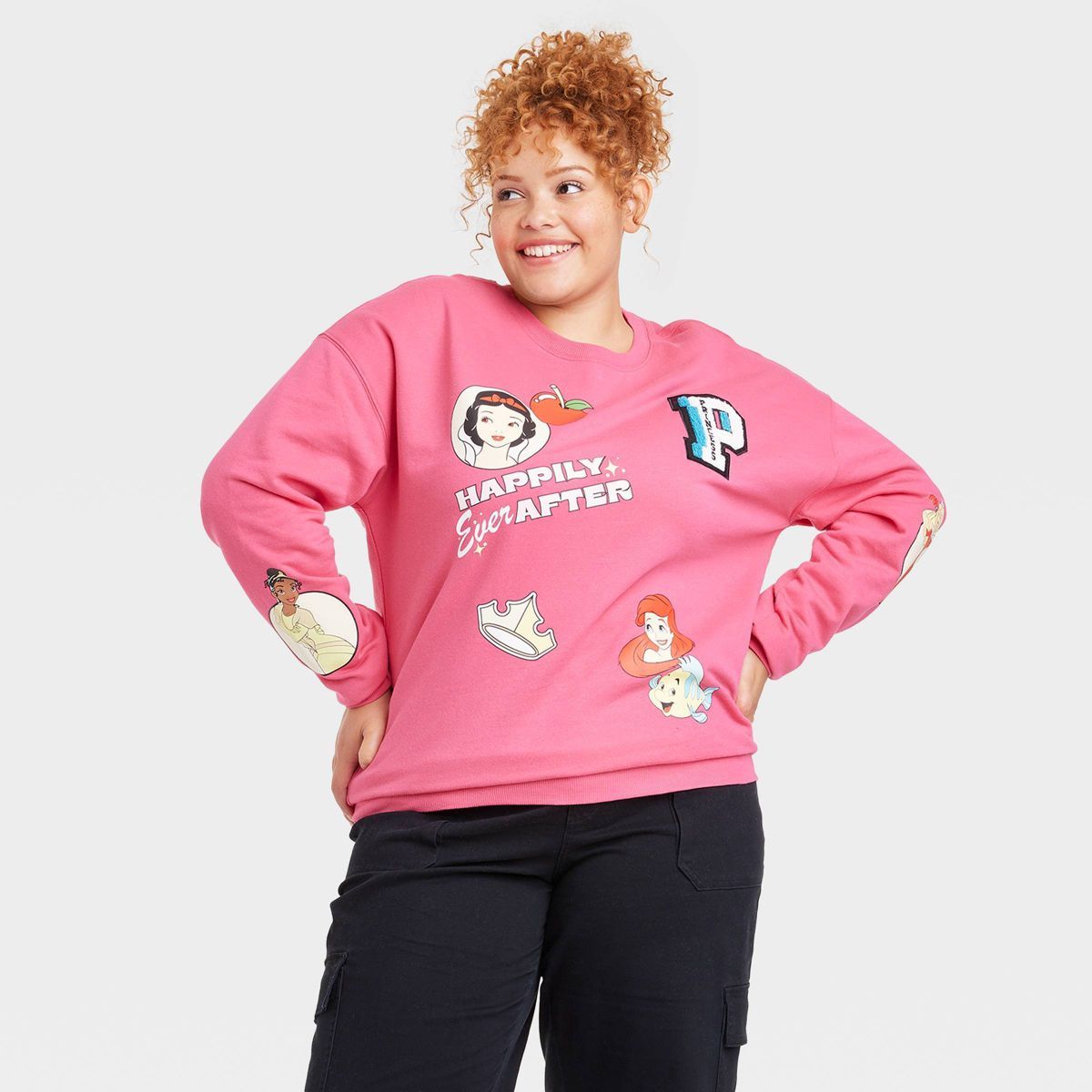 Women's Disney 100 Princess Graphic Sweatshirt - Pink | Target