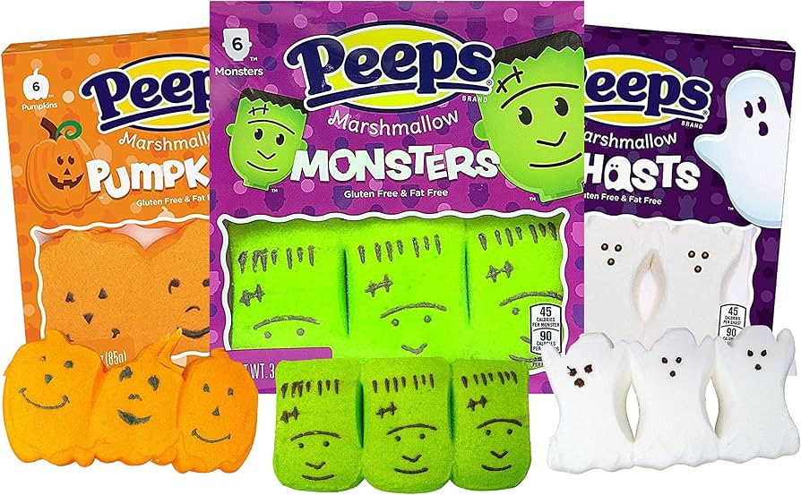 Peeps Marshmallows Candy Halloween Seasonal Assortment, Ghost, Monsters and Pumpkin Shaped Marshm... | Amazon (US)