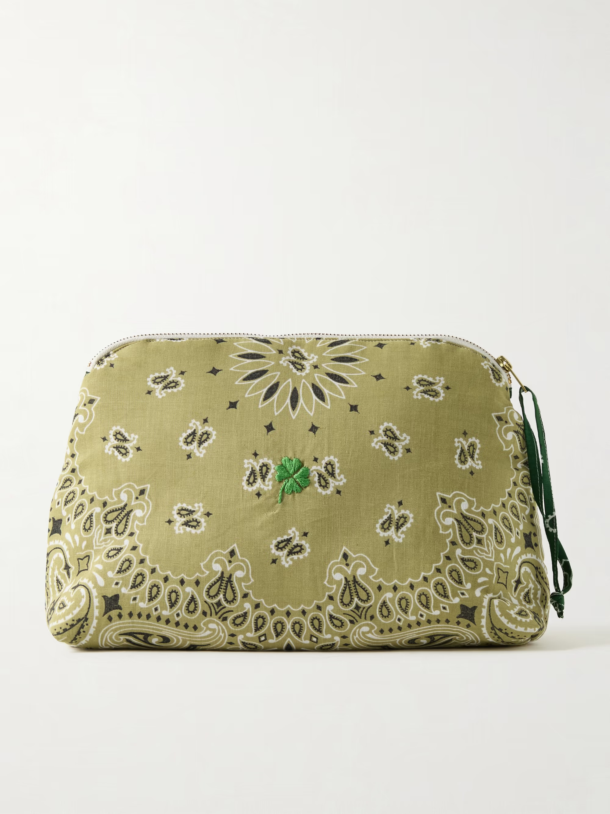 Padded embroidered paisley-print cotton cosmetic case | NET-A-PORTER (US)
