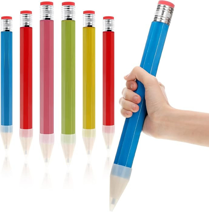 Tinlade 6 Pcs Wooden Jumbo Pencils for Prop, Funny Multicolored Huge Giant Pencil 14 Inch for Home and School Supplies, Kids, Preschoolers | Amazon (US)