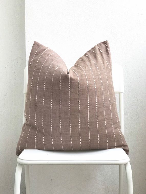 Brown Cream Striped Woven Pillow Cover | Etsy | Etsy (US)