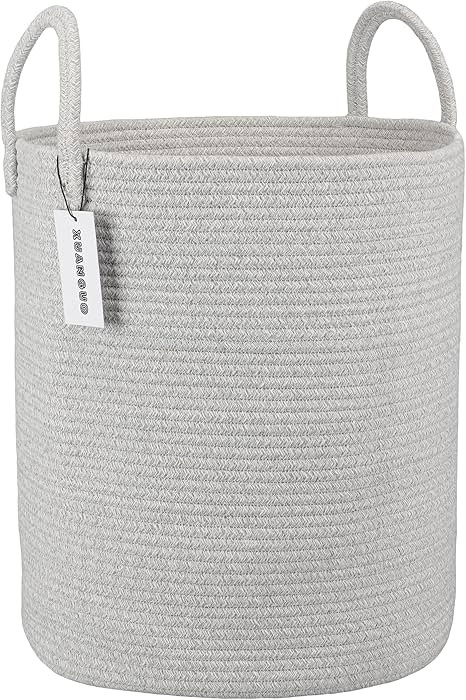 Cotton Rope Laundry Basket Hamper for Clothes Woven Storage Basket for Living Room Bedroom Boho T... | Amazon (US)